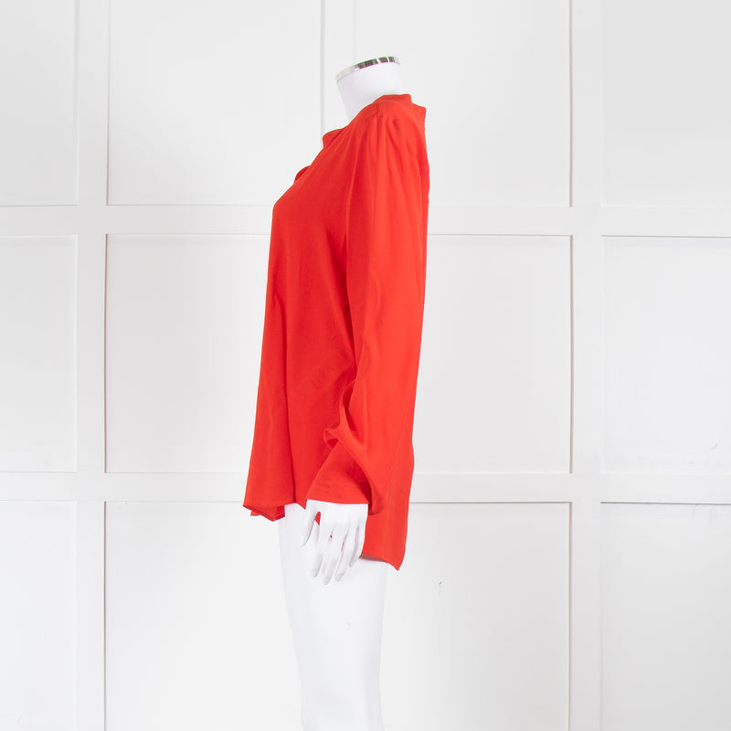 Stella McCartney Piedemonte Red Silk Long Sleeve Blouse