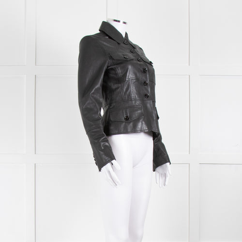 Me+Em Black Leather Pocket Button Short Jacket