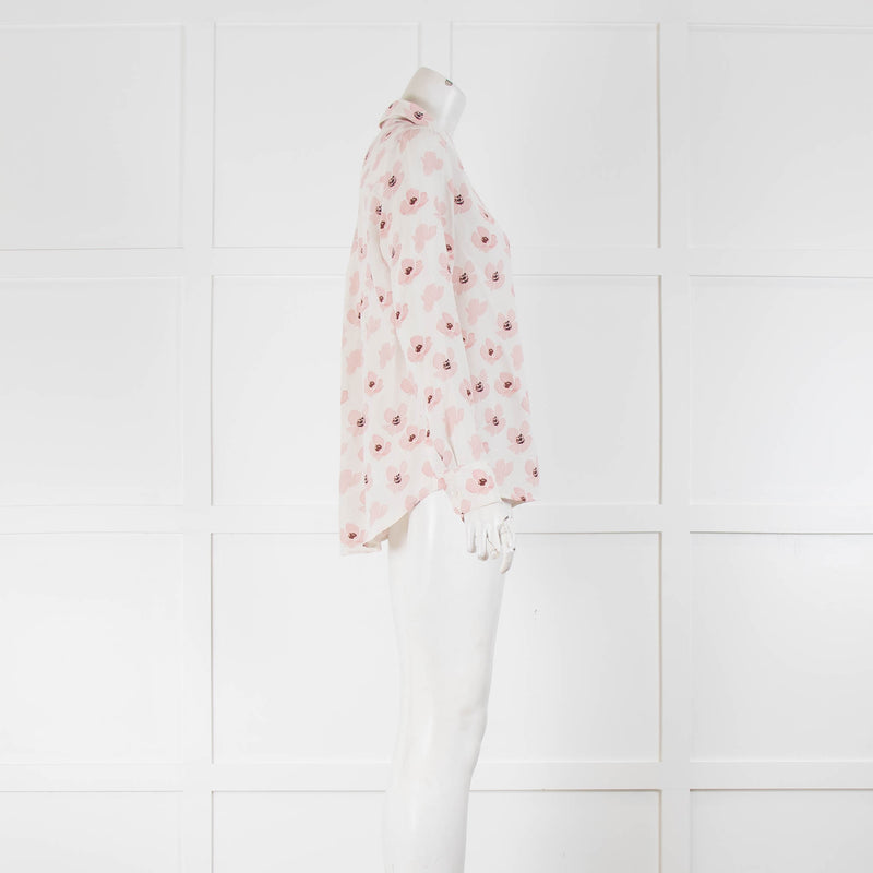 Rails Cream Blushed Pink Floral Silk Long Sleeve Top