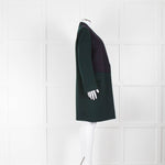 Celine Bottle Green Navy Blue Wool Colour Block Long Coat