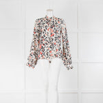 Lily And Lionel Beige Black Animal Print Silk Long Sleeve Top