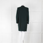 Celine Bottle Green Navy Blue Wool Colour Block Long Coat