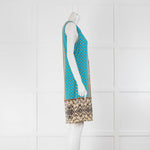 Hale Bob Turquoise Beige Sleeveless Mini Dress