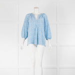 Joie Blue Print Silk 3/4 Sleeve Blouse