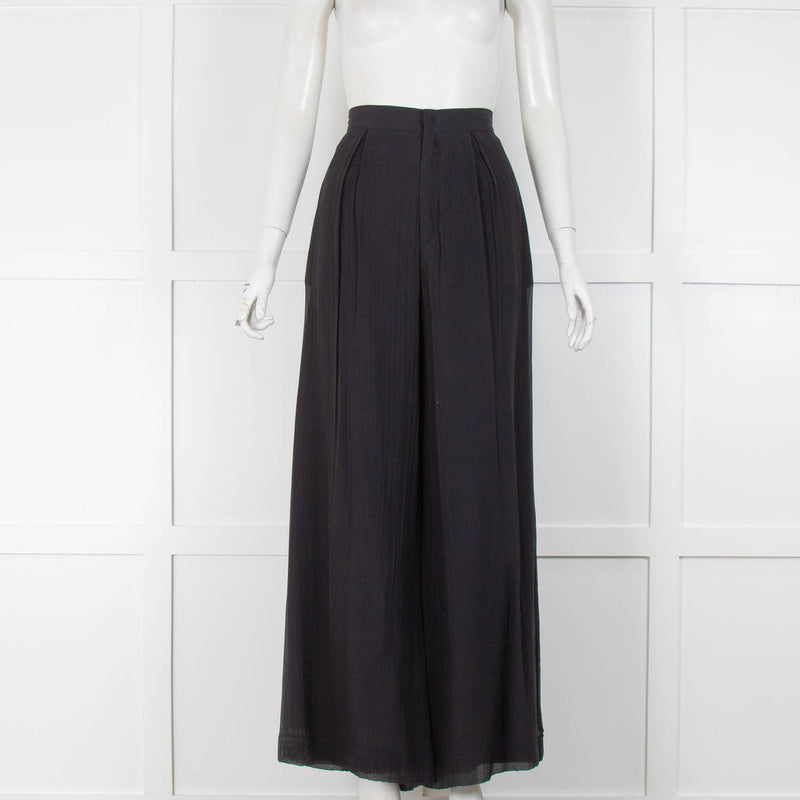 European Culture Charcoal Blue Wide Leg Trousers