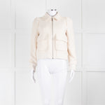 Me+Em Cream Woven Frayed Edge Bomber Jacket