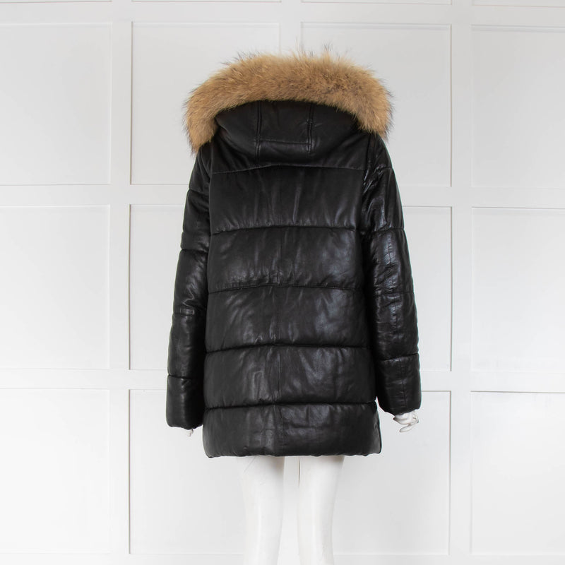 Oakwood Leather Puffer with Fur Collar