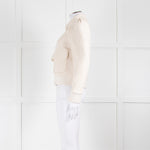 Me+Em Cream Woven Frayed Edge Bomber Jacket