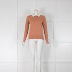 Essentiel Antwerp Collared Peach Fine Knit Jumper