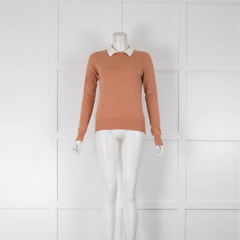 Essentiel Antwerp Collared Peach Fine Knit Jumper