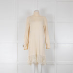 Iris & Ink Cream Fringed Knitted Dress