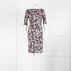 Erdem Black Multi Floral Jersey Back V Dress