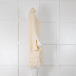 Iris & Ink Cream Fringed Knitted Dress