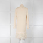 Iris & Ink Cream Fringed Knitted Dress