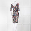 Erdem Black Multi Floral Jersey Back V Dress