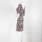 Erdem Black Multi Floral Jersey Back V Dress