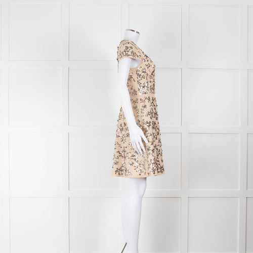 Rebecca Taylor Beige Sequin Mini Dress