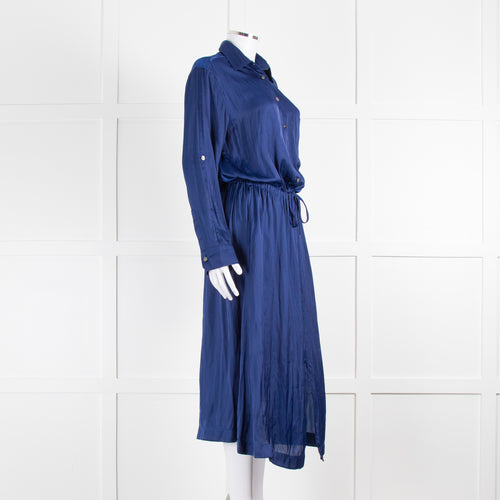 Zadig & Voltaire Royal Blue Satin Tie Waist Midi Dress