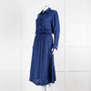 Zadig & Voltaire Royal Blue Satin Tie Waist Midi Dress