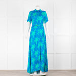 Fabienne Chapot  Blue Green Palm Short Sleeve Maxi Dress