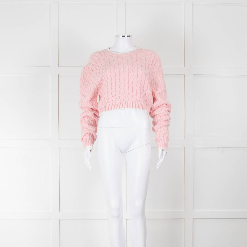 Assignment Pink Cable Knit Cropped Jumper