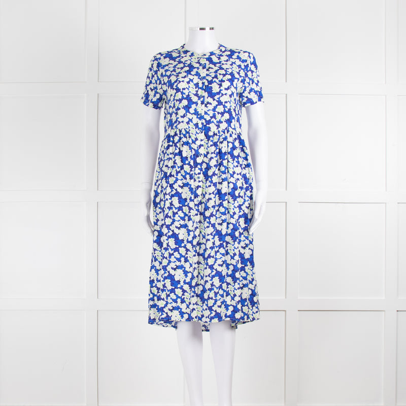 Lollys Laundry Blue White Floral Short Sleeve Dress