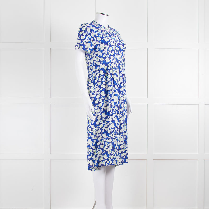 Lollys Laundry Blue White Floral Short Sleeve Dress