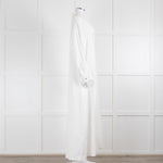 Asceno Cream Linen Tie Neck Maxi Cover Up Dress