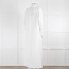 Asceno Cream Linen Tie Neck Maxi Cover Up Dress