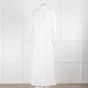 Asceno Cream Linen Tie Neck Maxi Cover Up Dress