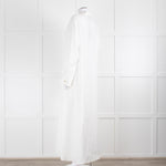 Asceno Cream Linen Tie Neck Maxi Cover Up Dress