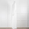 Asceno Cream Linen Tie Neck Maxi Cover Up Dress