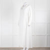 Asceno Cream Linen Tie Neck Maxi Cover Up Dress