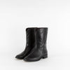 Chanel Black Leather Short Riding Style Boots with Logo Detailing