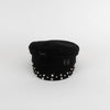 Ruslan Baginsky Black Baker Boy Hat with Crystal Embellishment