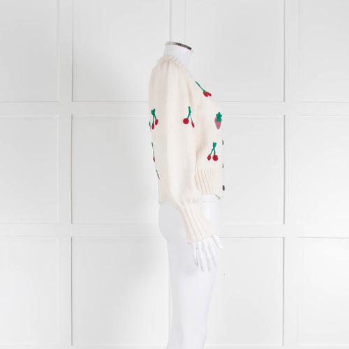 Rails Cream Cherry & Strawberry Appliqué  Cotton Blend Cardigan