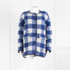 Sezane Blue White Check Reversible Jacket