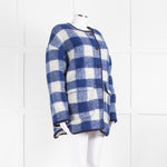 Sezane Blue White Check Reversible Jacket