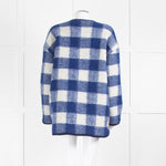 Sezane Blue White Check Reversible Jacket