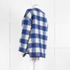 Sezane Blue White Check Reversible Jacket