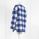 Sezane Blue White Check Reversible Jacket