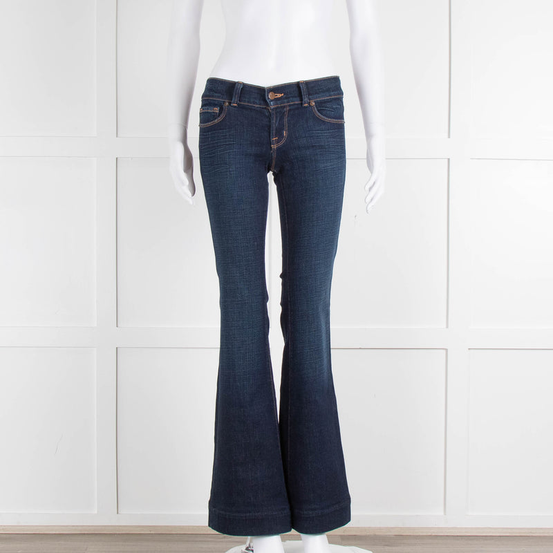 J Brand Dark Blue Denim Flared Jeans