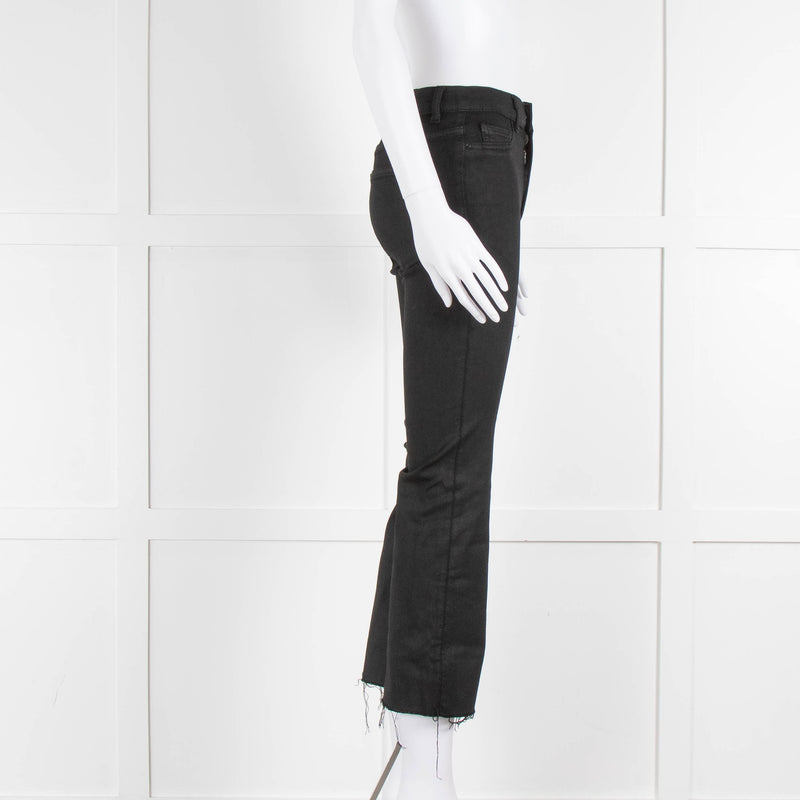 DL 1961 Black High Waisted Raw Edge Cropped Jeans