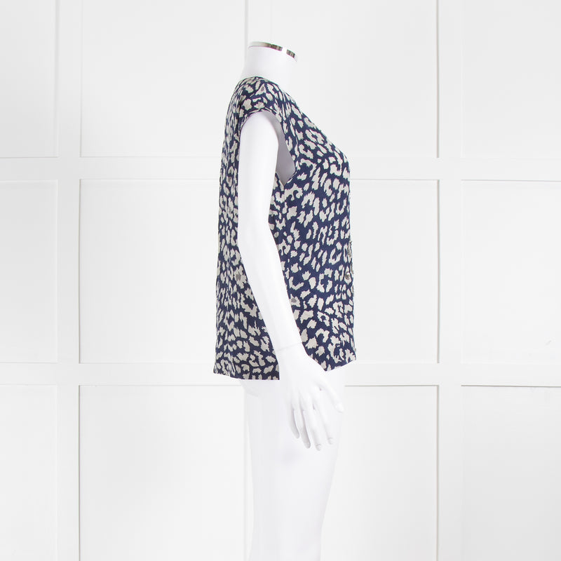 Mercy Delta Blue And Grey Silk Top With Silver Sequins