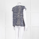 Mercy Delta Blue And Grey Silk Top With Silver Sequins