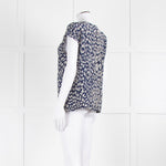 Mercy Delta Blue And Grey Silk Top With Silver Sequins