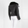 Theory Black Shearling Leather Biker Jacket