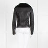 Theory Black Shearling Leather Biker Jacket