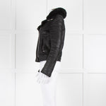 Theory Black Shearling Leather Biker Jacket