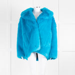 Diane Von Furstenberg Blue Faux Fur Coat